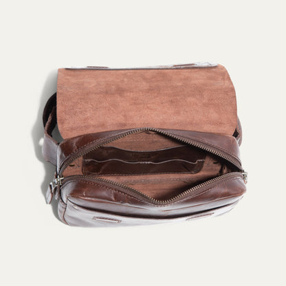 The Field Belt Bag by Will Leather Goods, brown suede fanny pack with zip pockets on Tampa Home & Garden Store
