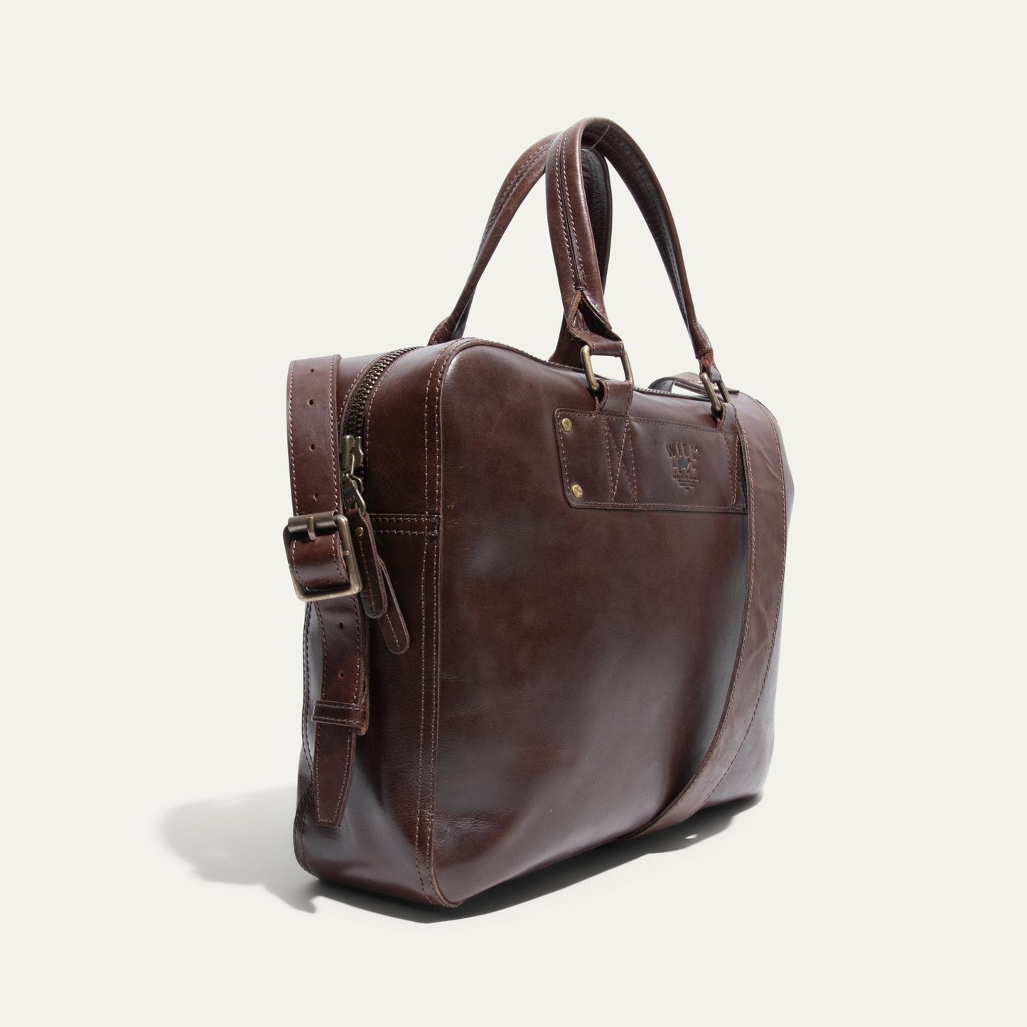 The Field Briefcase brown leather bag with sturdy top handles by Will Leather Goods on Tampa Home & Garden Store