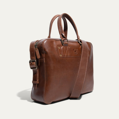 The Field Briefcase by Will Leather Goods brown leather briefcase with top handles on Tampa Home & Garden Store