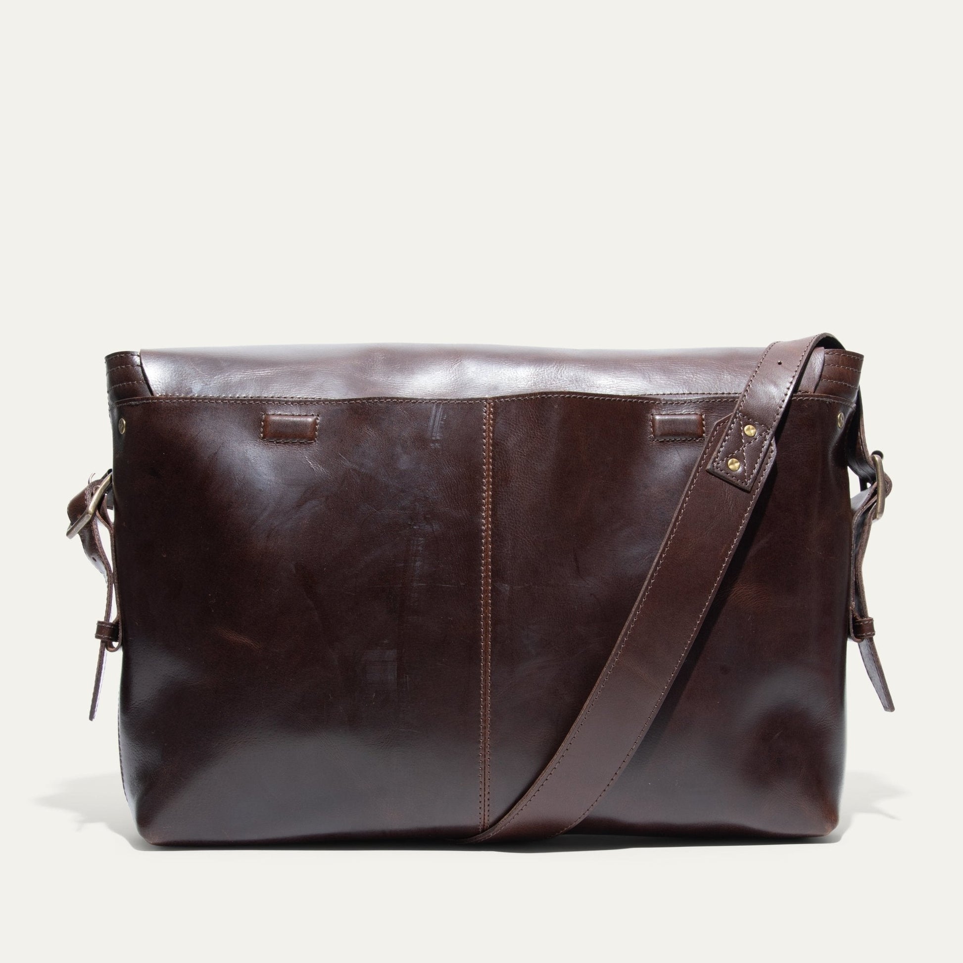 The Field Messenger bag in dark brown leather with adjustable strap by Will Leather Goods on Tampa Home & Garden Store