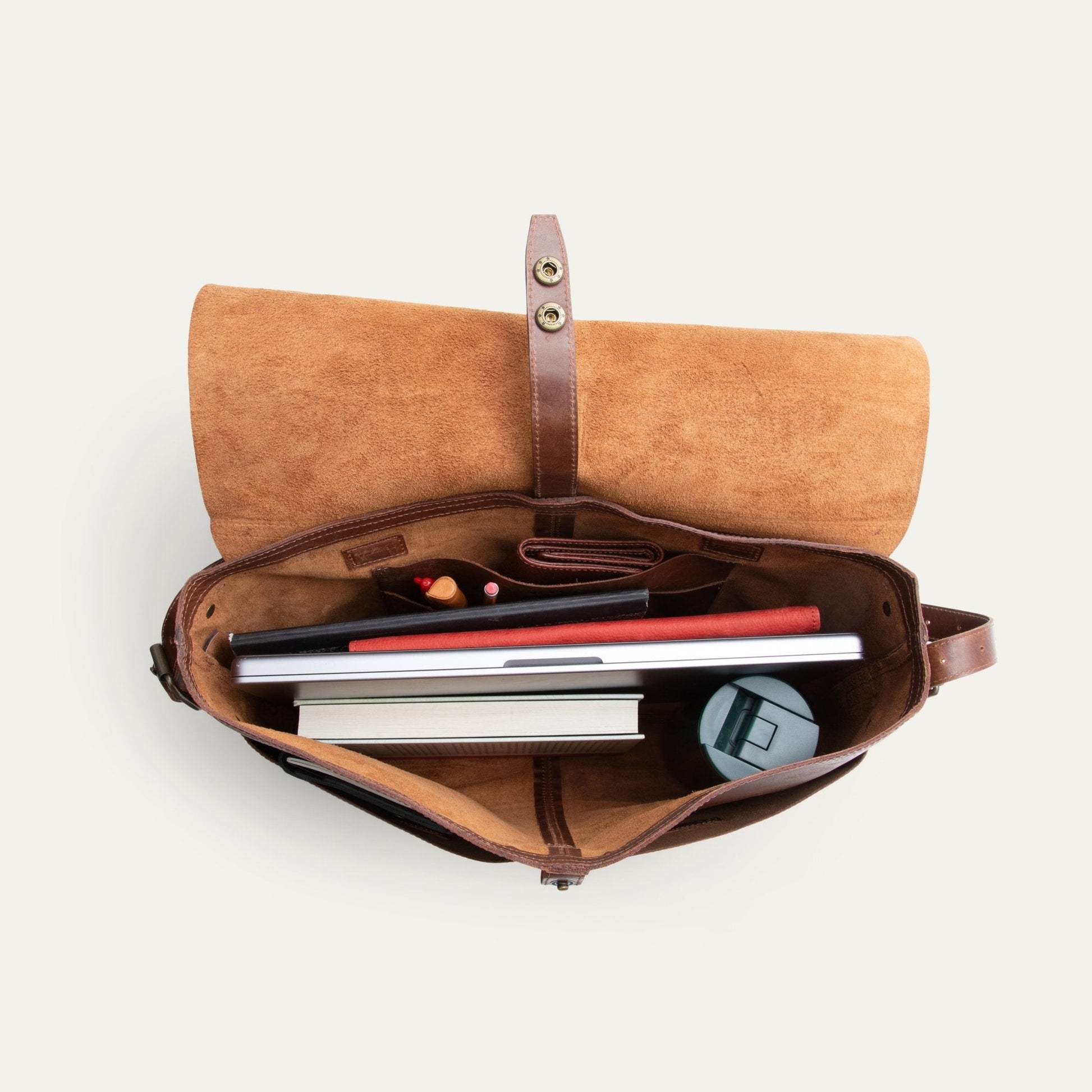 The Field Messenger bag by Will Leather Goods, tan suede with leather strap on Tampa Home & Garden Store