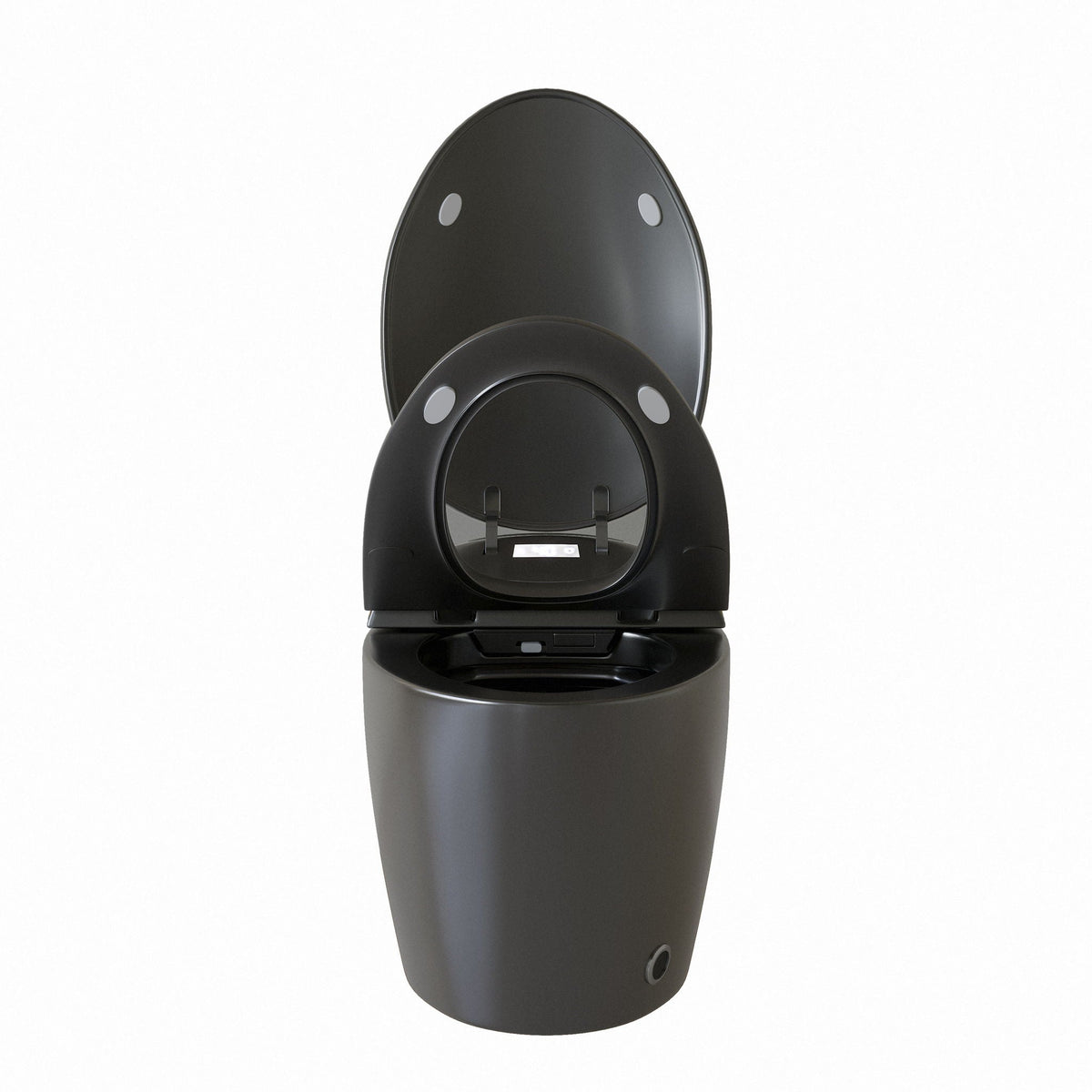 Smart toilet with ceramic bidet in matte black, open-lid top-view of sleek oval seat on Tampa Home & Garden Store