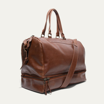 The Field Duffle brown leather bag by Will Leather Goods with top handles on Tampa Home & Garden Store