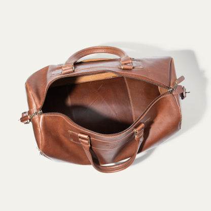 The Field Duffle by Will Leather Goods brown leather duffel with top handles on Tampa Home & Garden Store
