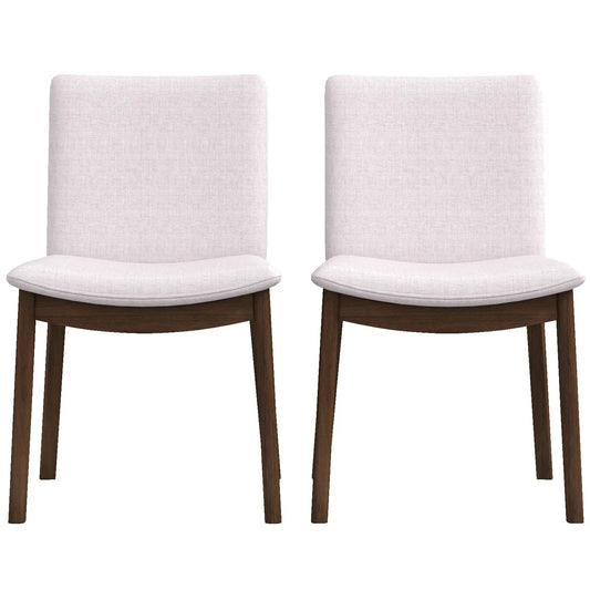 Laura mid-century modern solid wood dining chair set of 2 with cream fabric upholstery on dark wood legs on Tampa Home & Garden Store