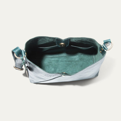 Simple Mini V Hobo bag teal leather with gold hardware by Will Leather Goods on Tampa Home & Garden Store