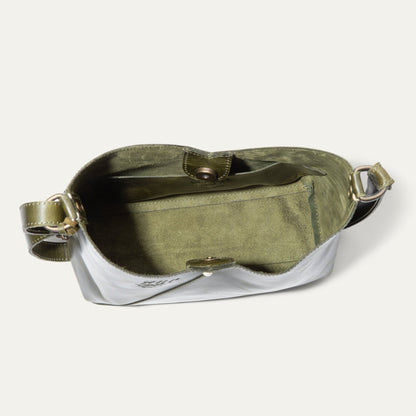 Simple Mini V Hobo bag by Will Leather Goods in olive green leather with strap on Tampa Home & Garden Store
