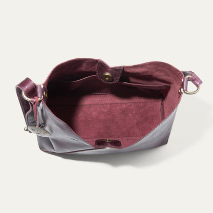 Simple Mini V Hobo bag by Will Leather Goods in burgundy leather with suede interior on Tampa Home & Garden Store
