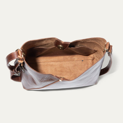 Will Leather Goods Simple Mini V Hobo bag in brown leather with suede interior on Tampa Home & Garden Store