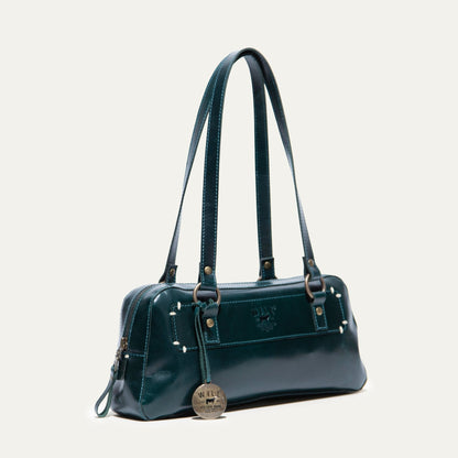 Simple Mini Double-Handle Shoulder bag by Will Leather Goods in teal leather with brass hardware on Tampa Home & Garden Store