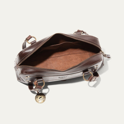 Will Leather Goods Simple Mini Double Handle Shoulder bag brown leather with zip top on Tampa Home & Garden Store