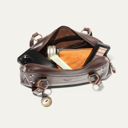 Simple Mini Double Handle Shoulder bag Will Leather Goods, brown leather with brass hardware on Tampa Home & Garden Store