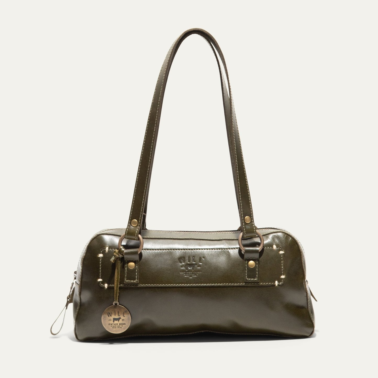 Simple Mini Double Handle Shoulder bag in brown leather by Will Leather Goods with handles on Tampa Home & Garden Store