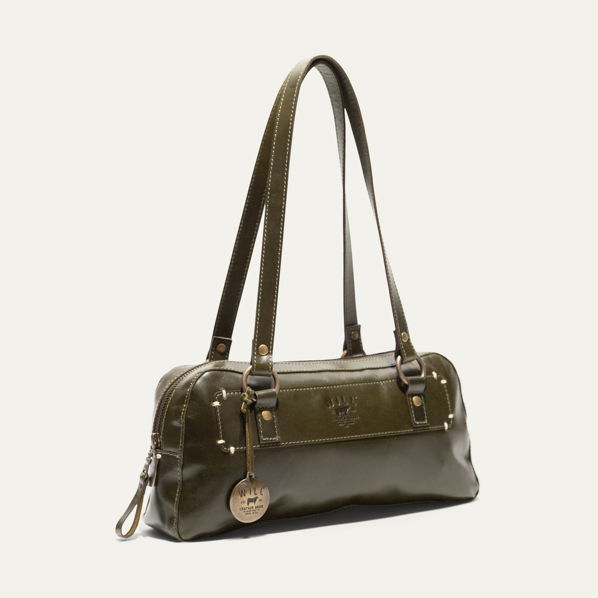 Will Leather Goods Simple Mini Double Handle Shoulder bag in dark brown leather with handles on Tampa Home & Garden Store