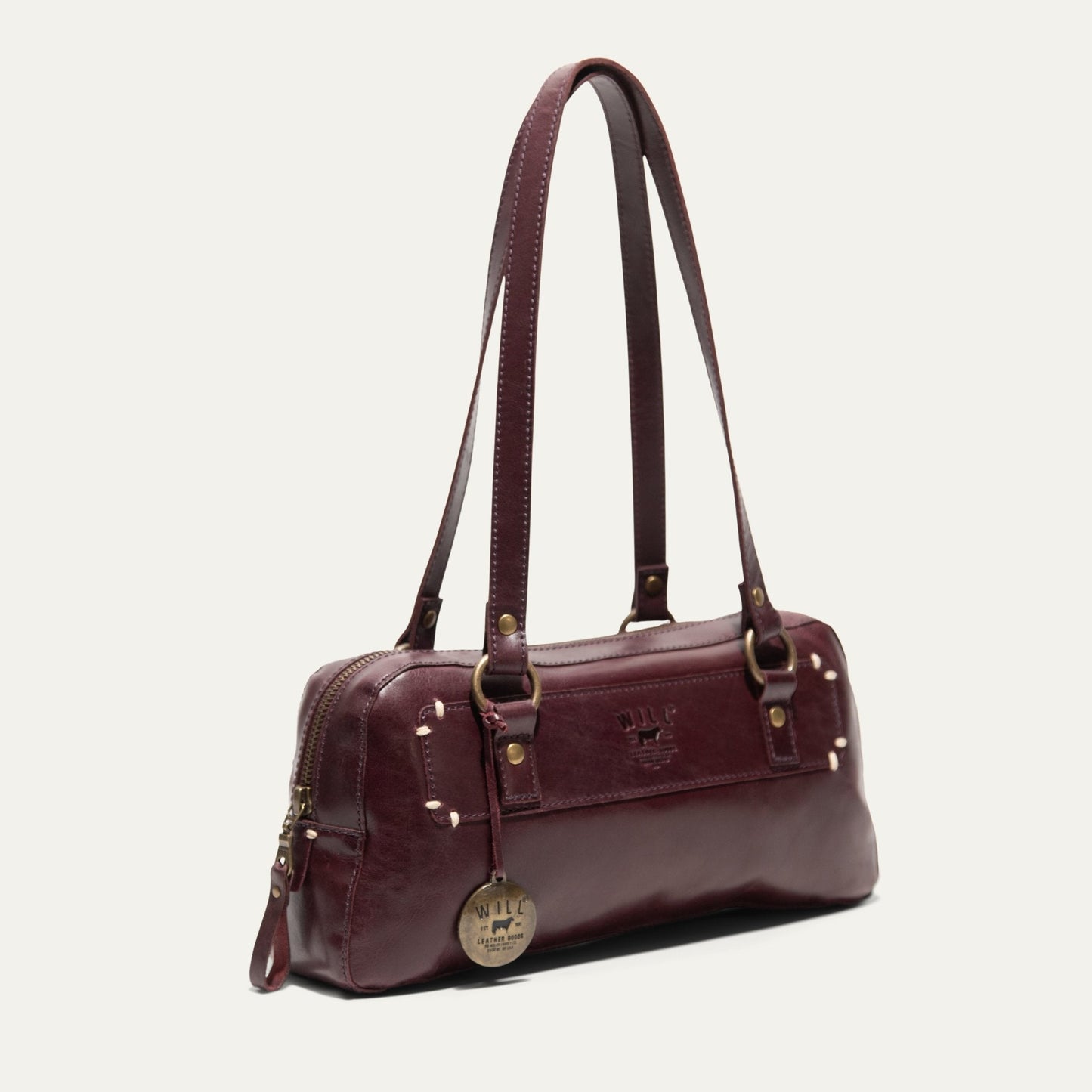 Simple Mini Double Handle Shoulder burgundy leather with brass hardware Will Leather Goods on Tampa Home & Garden Store