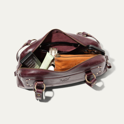 Will Leather Goods Simple Mini Double Handle Shoulder bag in burgundy leather with gold hardware on Tampa Home & Garden Store