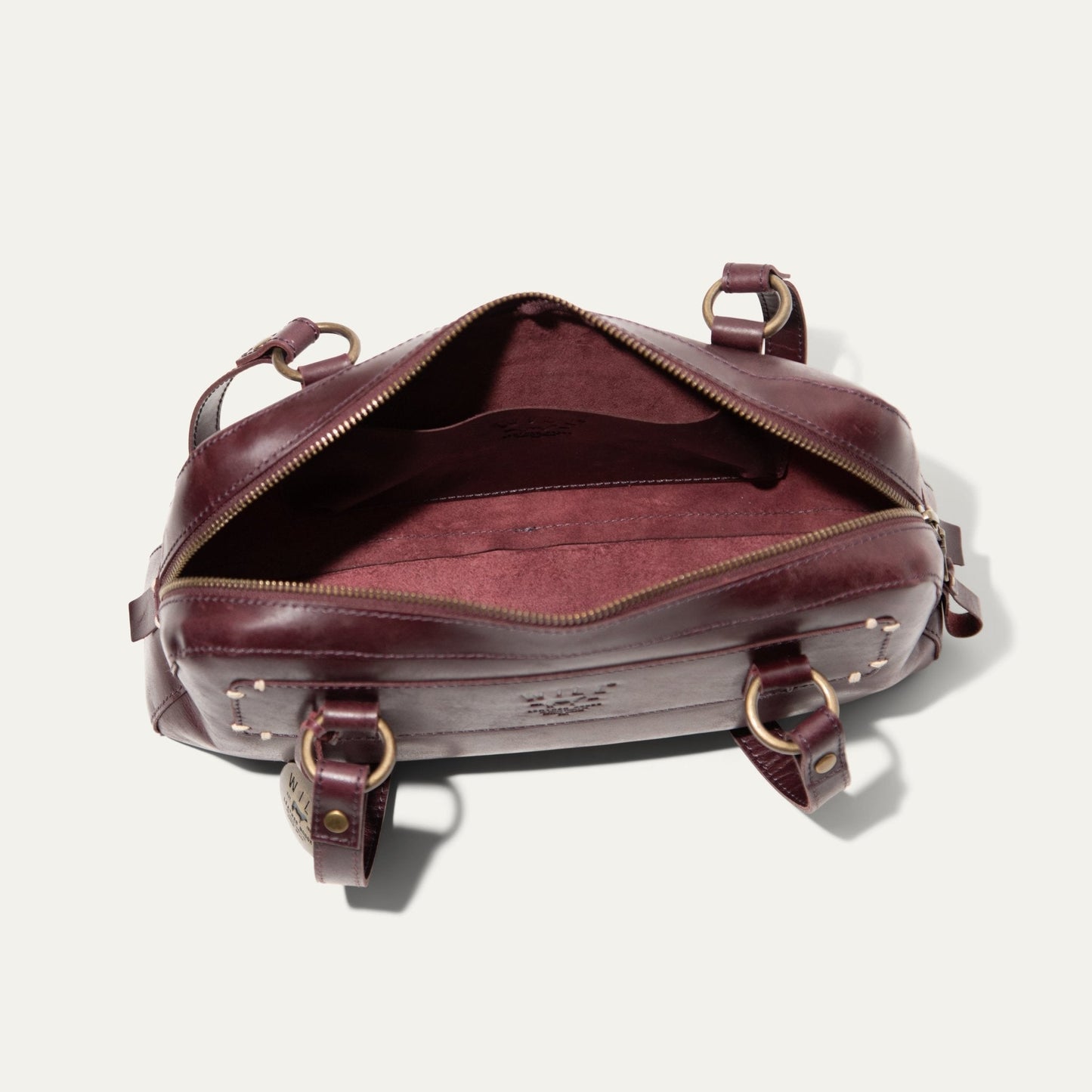 Simple Mini Double Handle Shoulder burgundy leather with brass hardware Will Leather Goods on Tampa Home & Garden Store