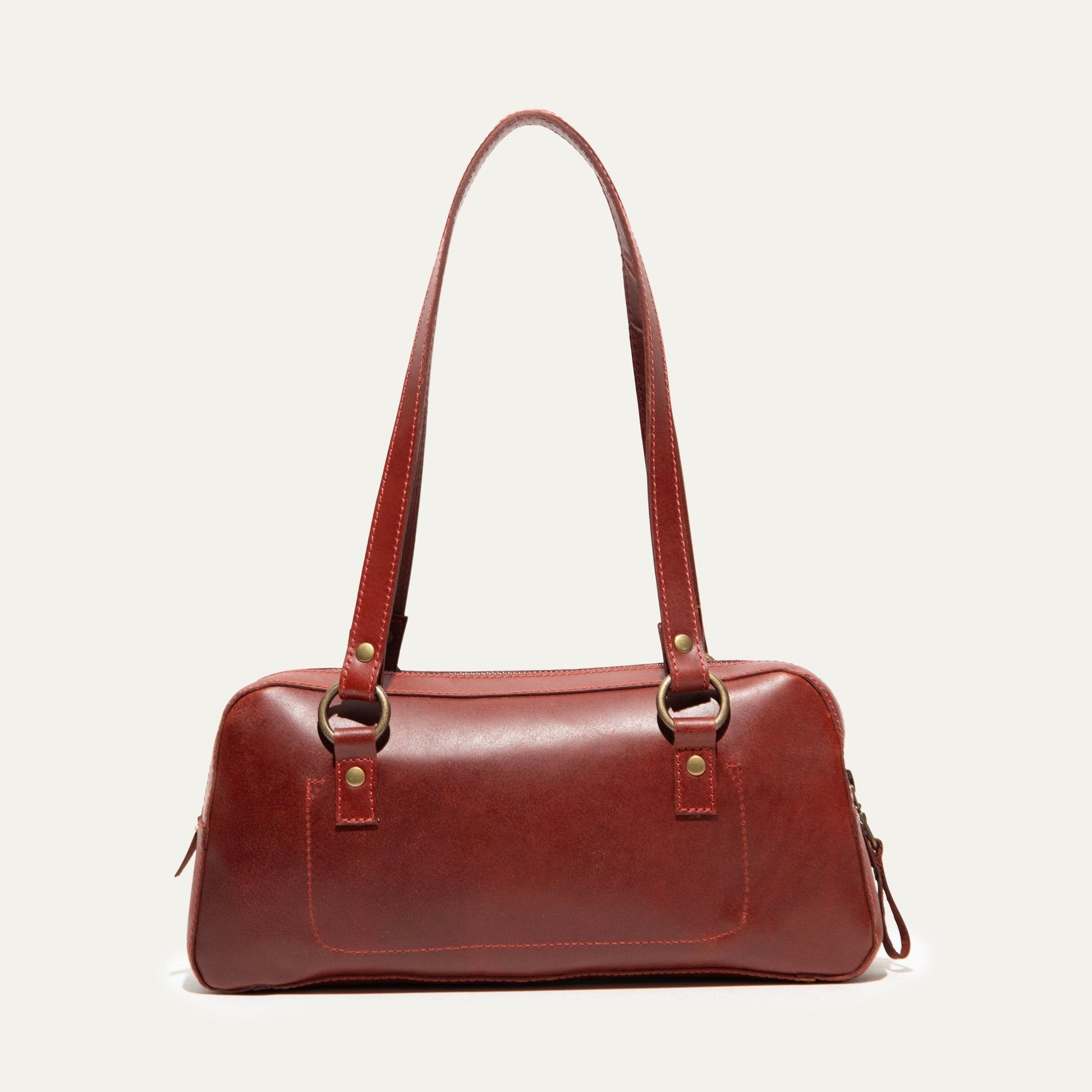Will Leather Goods Simple Mini Double Handle Shoulder bag in red-brown leather on Tampa Home & Garden Store