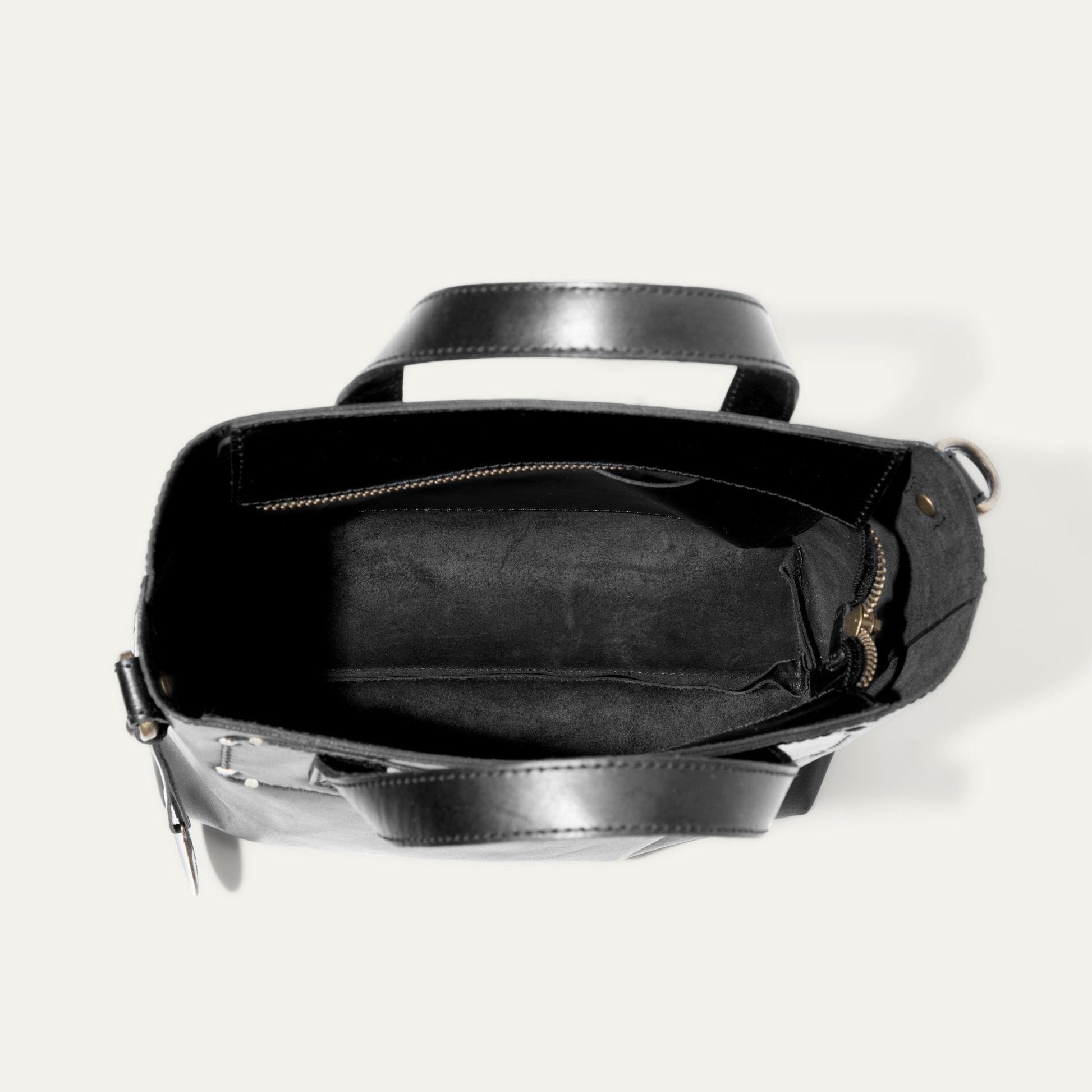 Simple Mini Satchel by Will Leather Goods, black leather bag with zip closure on Tampa Home & Garden Store