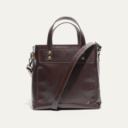 Simple Mini Satchel Will Leather Goods brown leather bag with dual handles and adjustable strap on Tampa Home & Garden Store