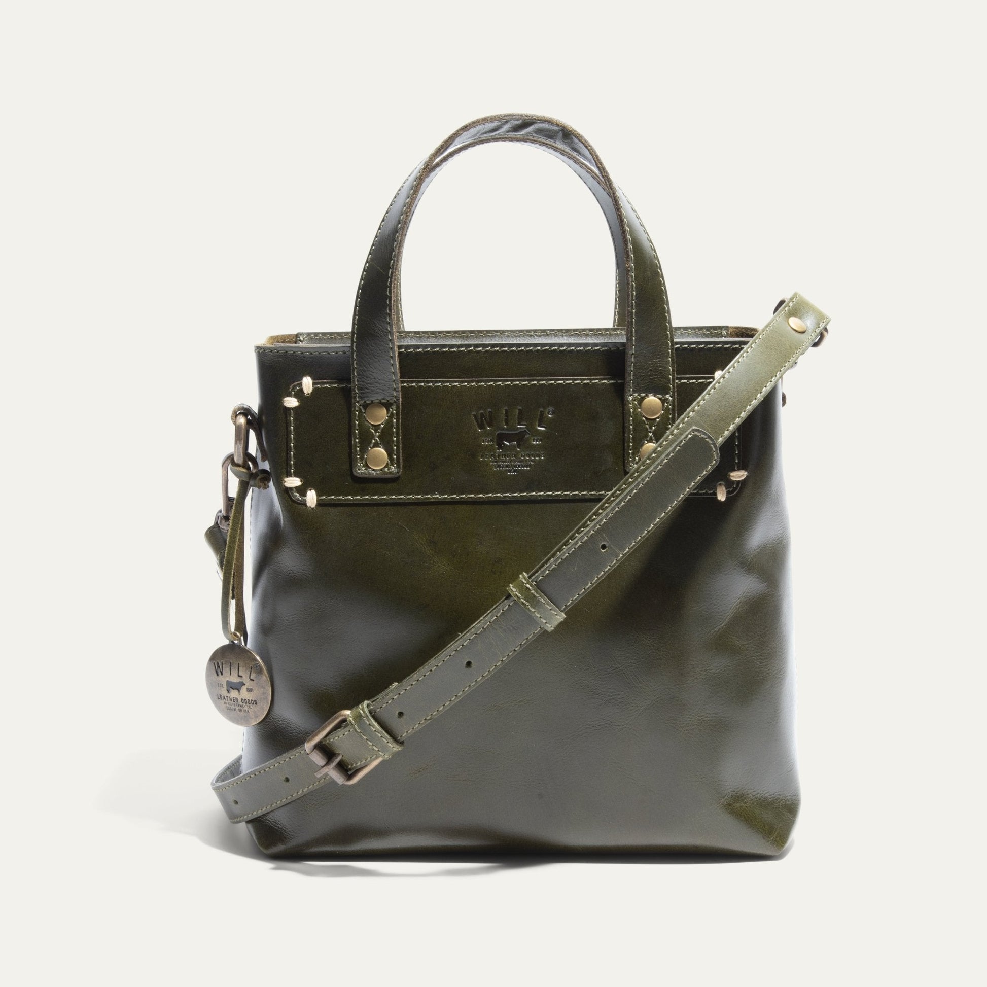 Simple Mini Satchel by Will Leather Goods in black leather with stitching and strap on Tampa Home & Garden Store