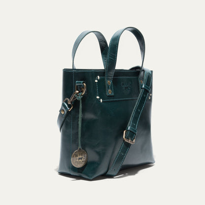 Will Leather Goods Simple Mini Satchel dark teal leather with brass hardware on Tampa Home & Garden Store