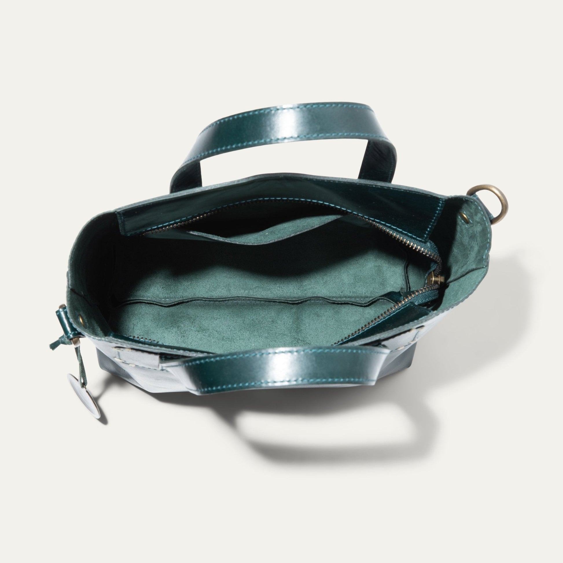 Will Leather Goods Simple Mini Satchel teal leather bag with top handles and zipper opening on Tampa Home & Garden Store