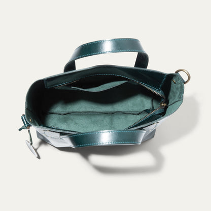 Will Leather Goods Simple Mini Satchel teal leather bag with top handles and zipper opening on Tampa Home & Garden Store