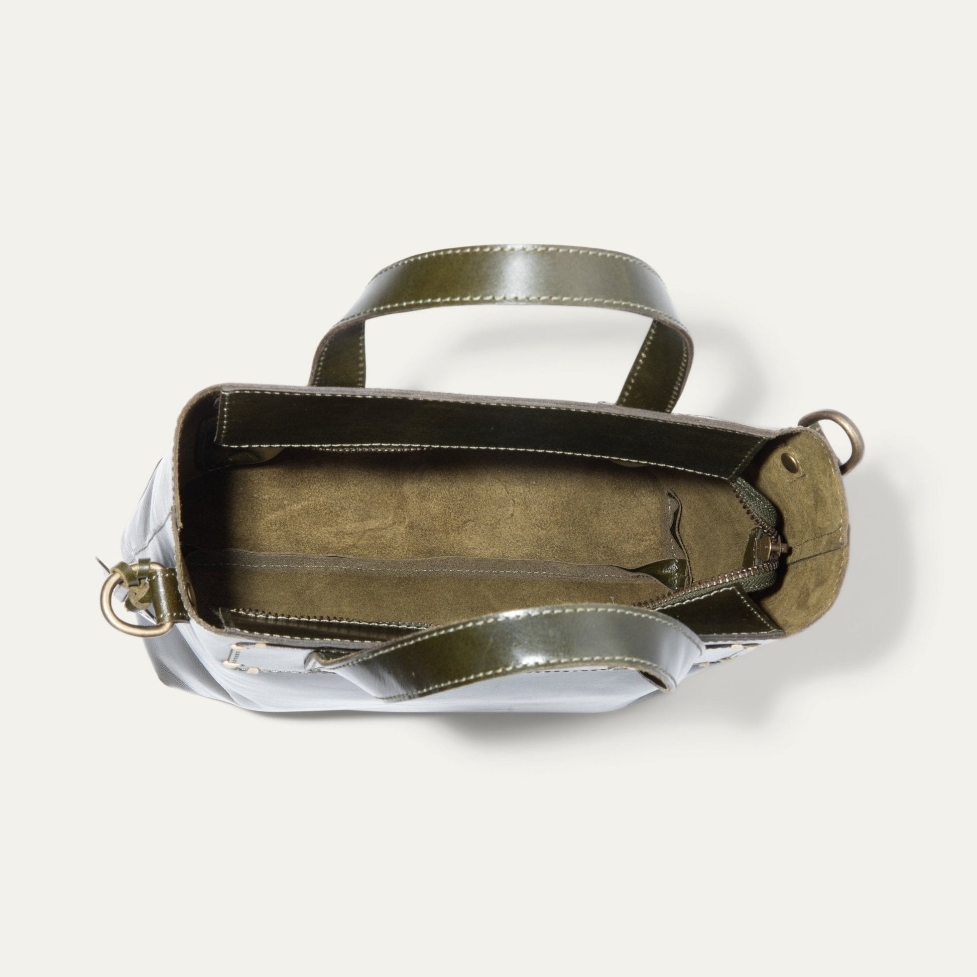 Simple Mini Satchel by Will Leather Goods in olive brown leather with stitched straps on Tampa Home & Garden Store
