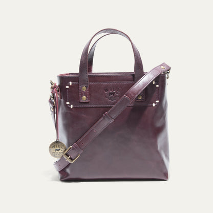 Simple Mini Satchel burgundy leather bag by Will Leather Goods with top handles on Tampa Home & Garden Store
