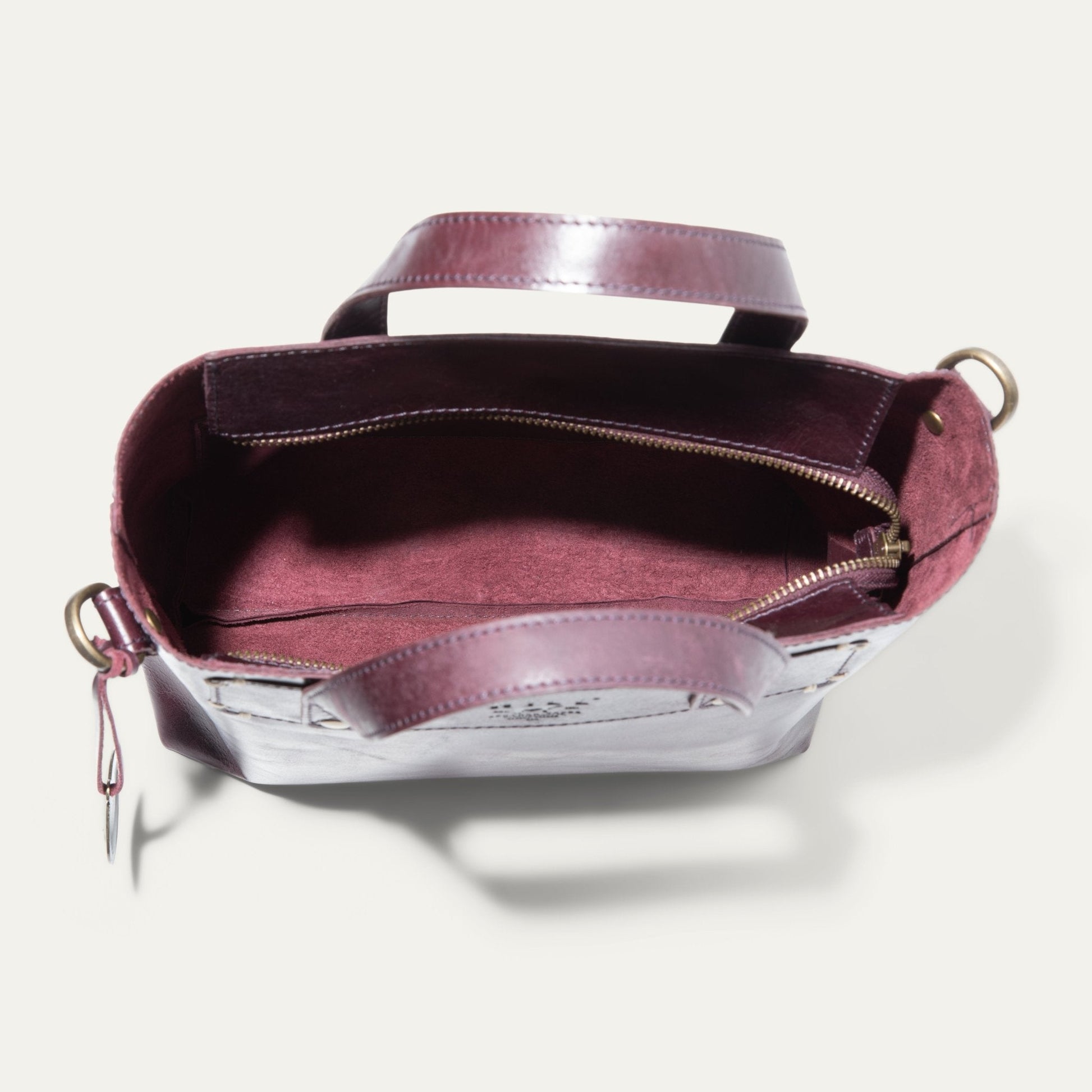 Simple Mini Satchel by Will Leather Goods, burgundy leather bag with top handle on Tampa Home & Garden Store