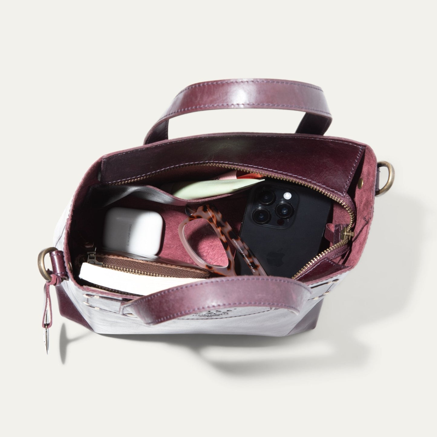 Simple Mini Satchel by Will Leather Goods, burgundy leather with top handle and zipper on Tampa Home & Garden Store