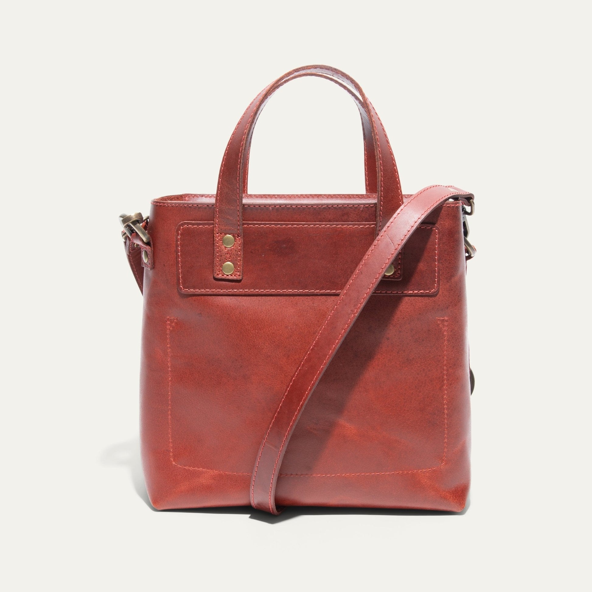 Simple Mini Satchel by Will Leather Goods red leather bag with top handles on Tampa Home & Garden Store