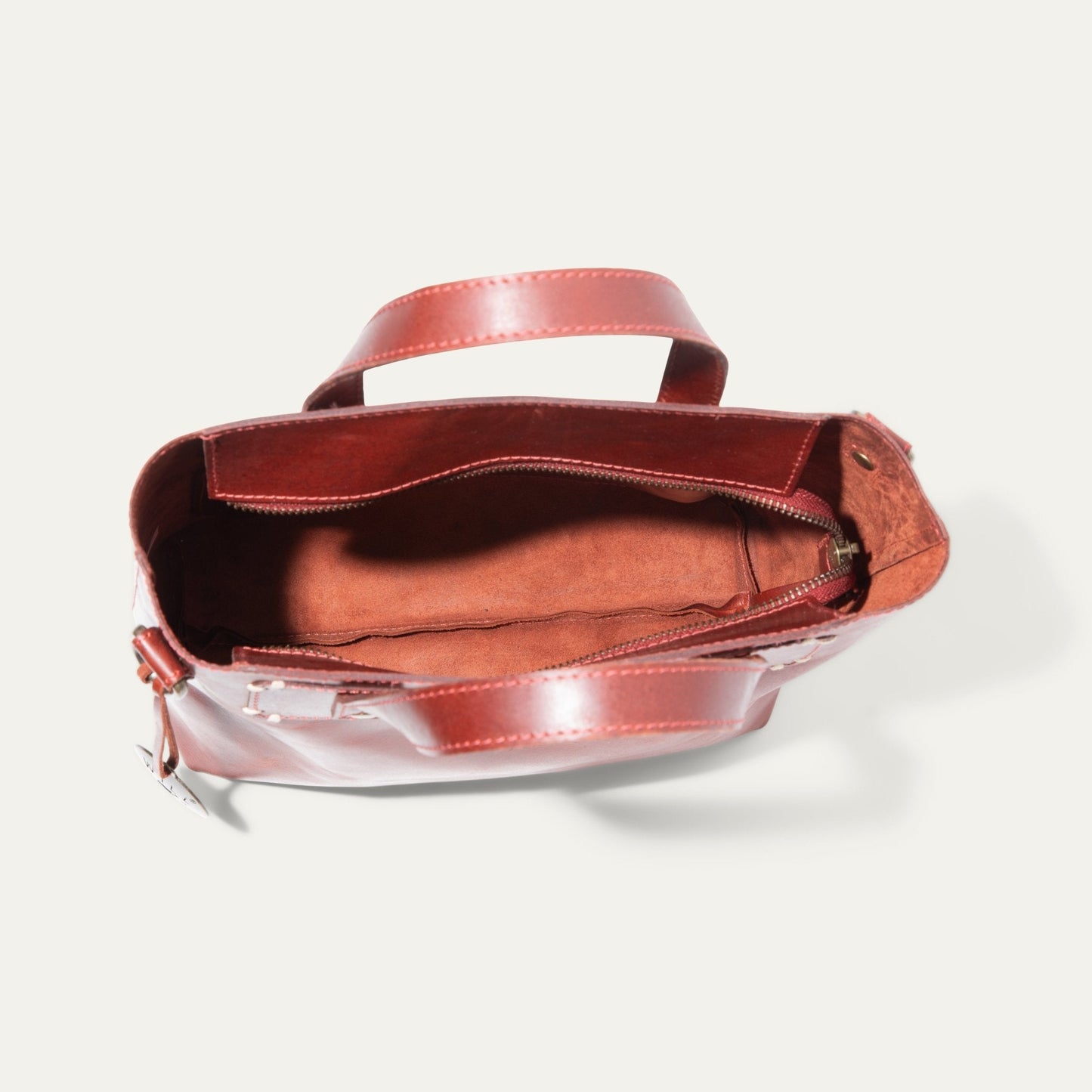 Simple Mini Satchel by Will Leather Goods red leather top-handle bag with zip pocket on Tampa Home & Garden Store