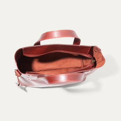 Simple Mini Satchel by Will Leather Goods red leather top-handle bag with zip pocket on Tampa Home & Garden Store