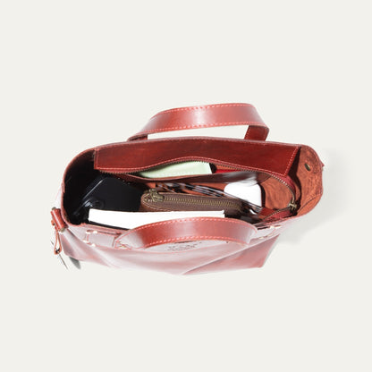 Simple Mini Satchel red leather by Will Leather Goods with zipper pockets on Tampa Home & Garden Store