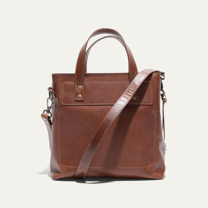 Simple Mini Satchel bag in brown leather with handles and adjustable strap by Will Leather Goods on Tampa Home & Garden Store
