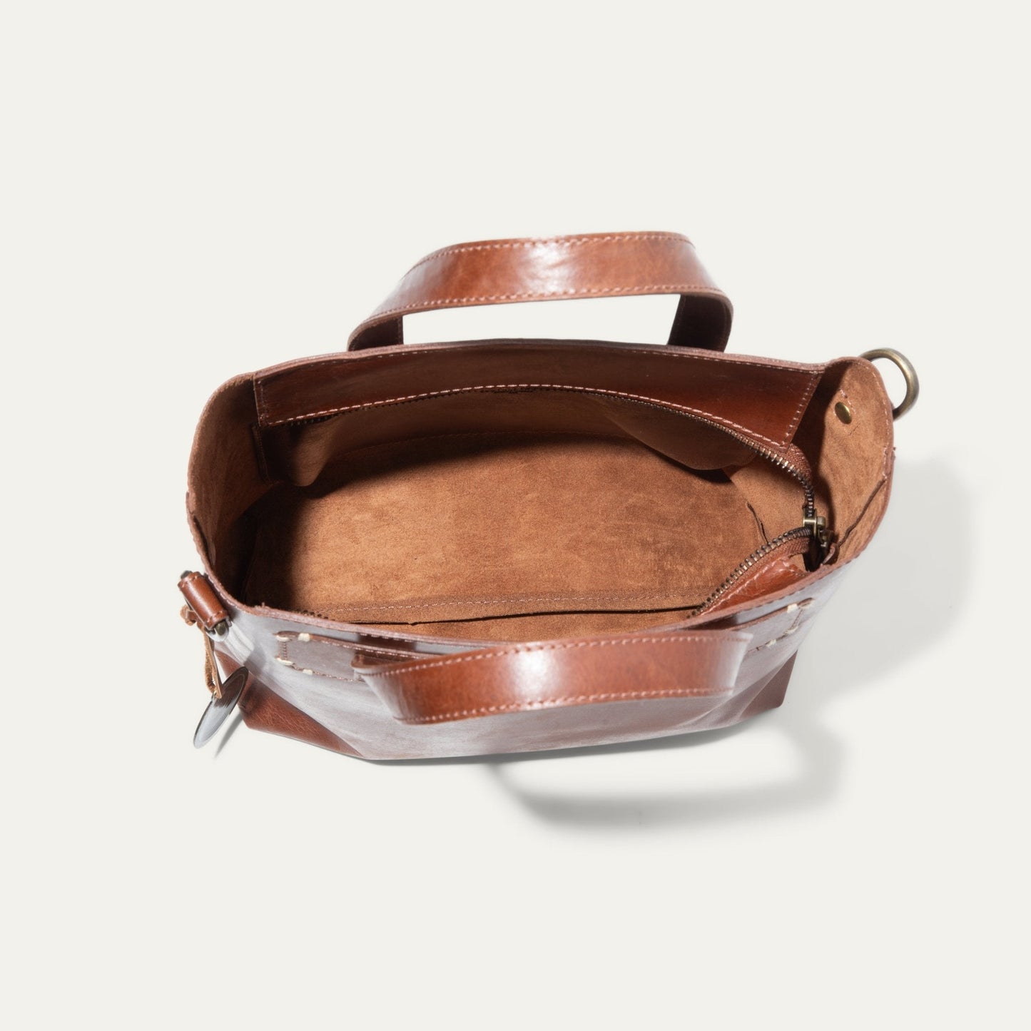 Simple Mini Satchel by Will Leather Goods in brown leather with stitched strap on Tampa Home & Garden Store