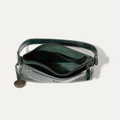 Simple Mini Top Zip Shoulder bag by Will Leather Goods green leather with zip top on Tampa Home & Garden Store