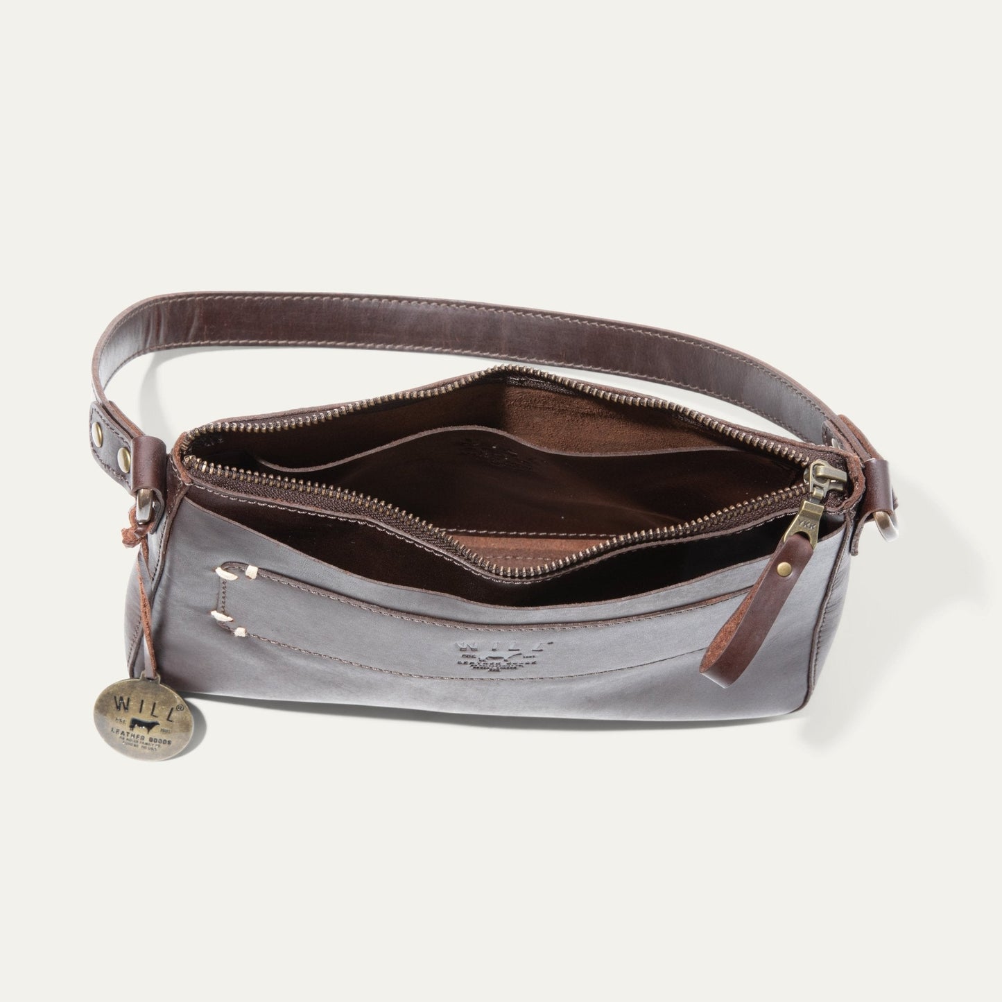 Simple Mini Top Zip Shoulder bag by Will Leather Goods in brown leather on Tampa Home & Garden Store