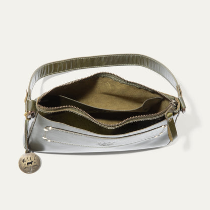 Simple Mini Top Zip Shoulder bag by Will Leather Goods, gray leather with top zipper on Tampa Home & Garden Store