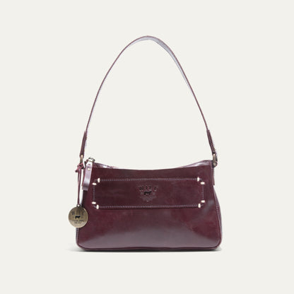 Simple Mini Top Zip Shoulder bag by Will Leather Goods in burgundy leather with crossbody strap on Tampa Home & Garden Store