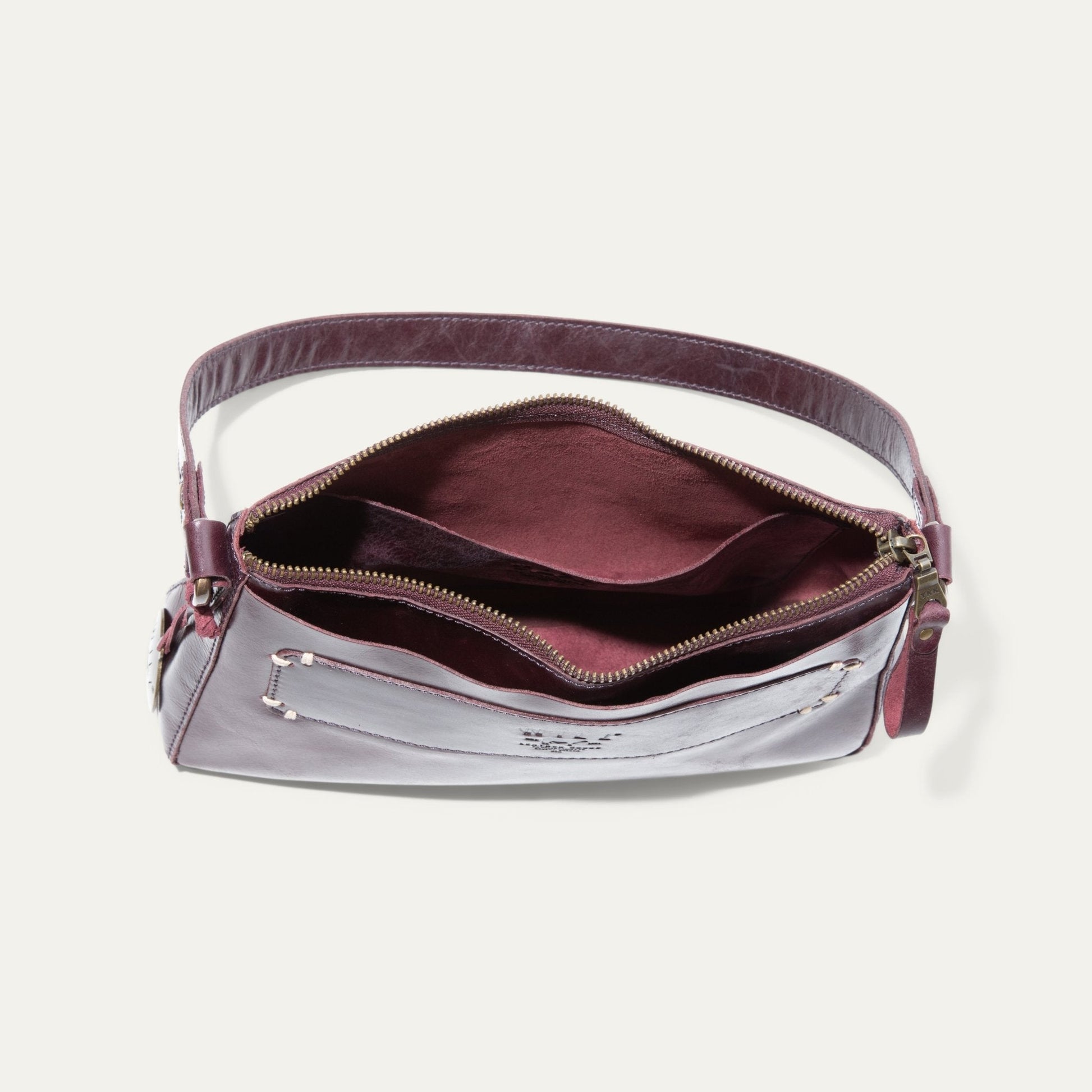 Simple Mini Top Zip Shoulder bag by Will Leather Goods, burgundy leather on Tampa Home & Garden Store