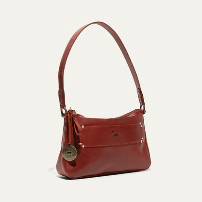 Simple Mini Top Zip Shoulder bag by Will Leather Goods, red leather with brass hardware on Tampa Home & Garden Store