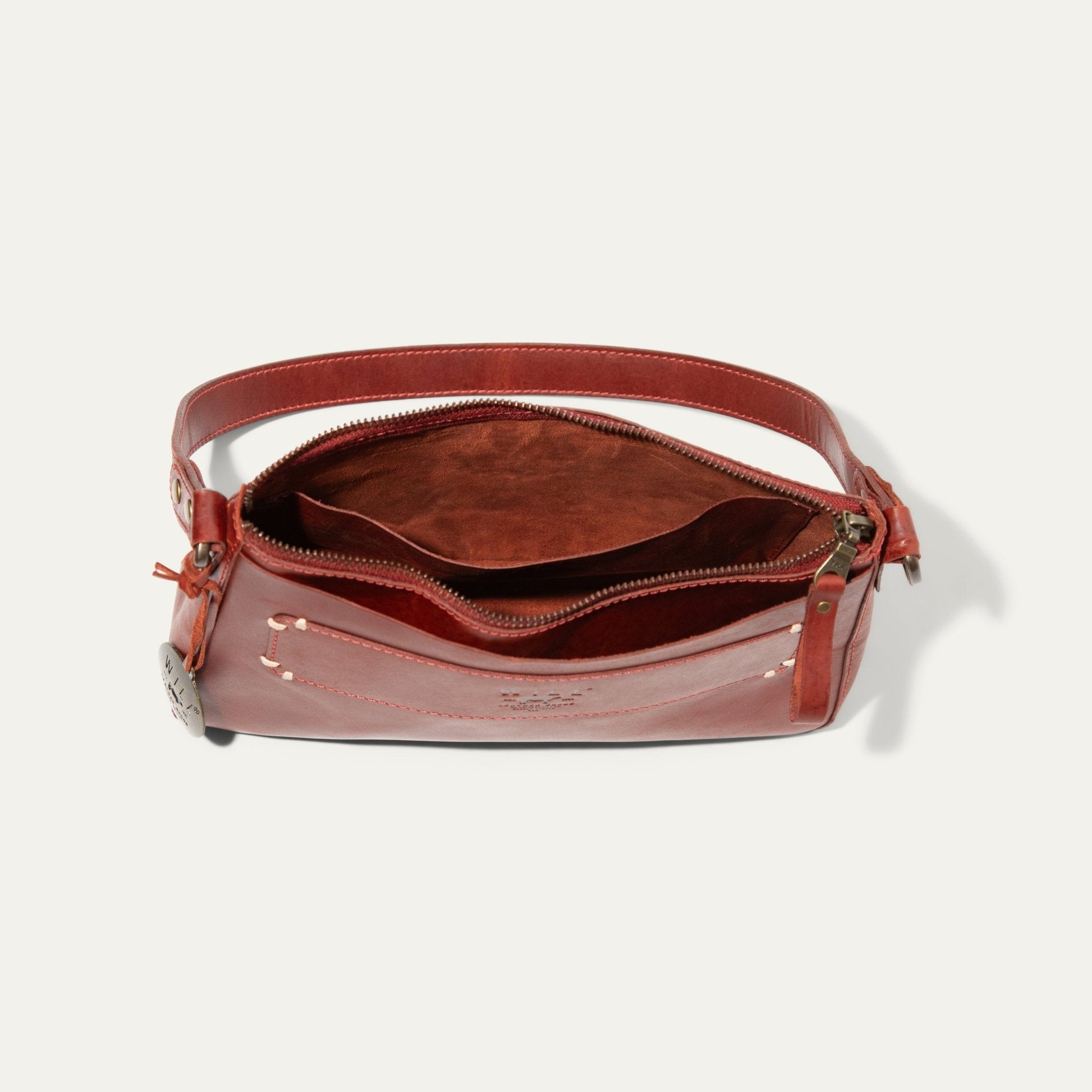 Will Leather Goods Simple Mini Top Zip Shoulder bag, red leather with top zip on Tampa Home & Garden Store
