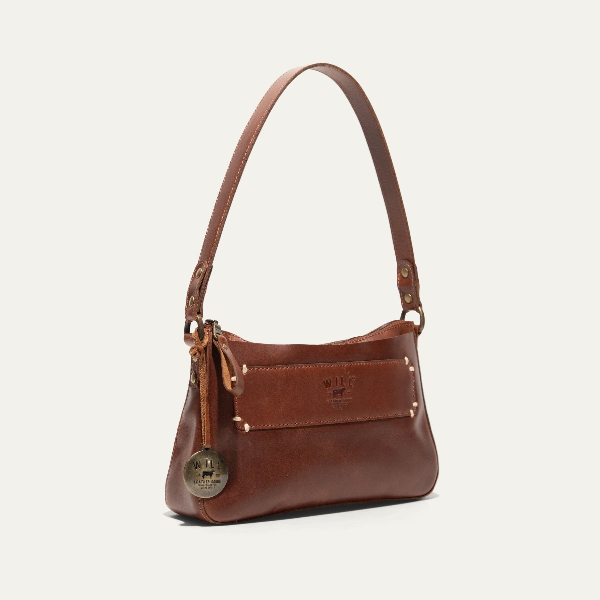 Simple Mini Top Zip Shoulder bag brown leather by Will Leather Goods, shoulder bag on Tampa Home & Garden Store