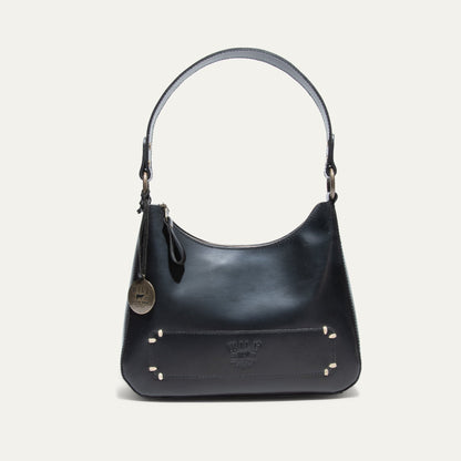 Simple Mini Hobo Shoulder bag black leather with brass hardware Will Leather Goods on Tampa Home & Garden Store