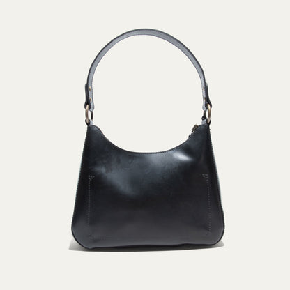 Will Leather Goods Simple Mini Hobo Shoulder bag in black leather with curved strap on Tampa Home & Garden Store