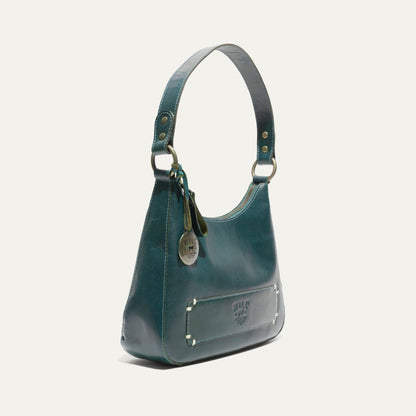 Simple Mini Hobo Shoulder bag by Will Leather Goods in teal leather with brass hardware on Tampa Home & Garden Store