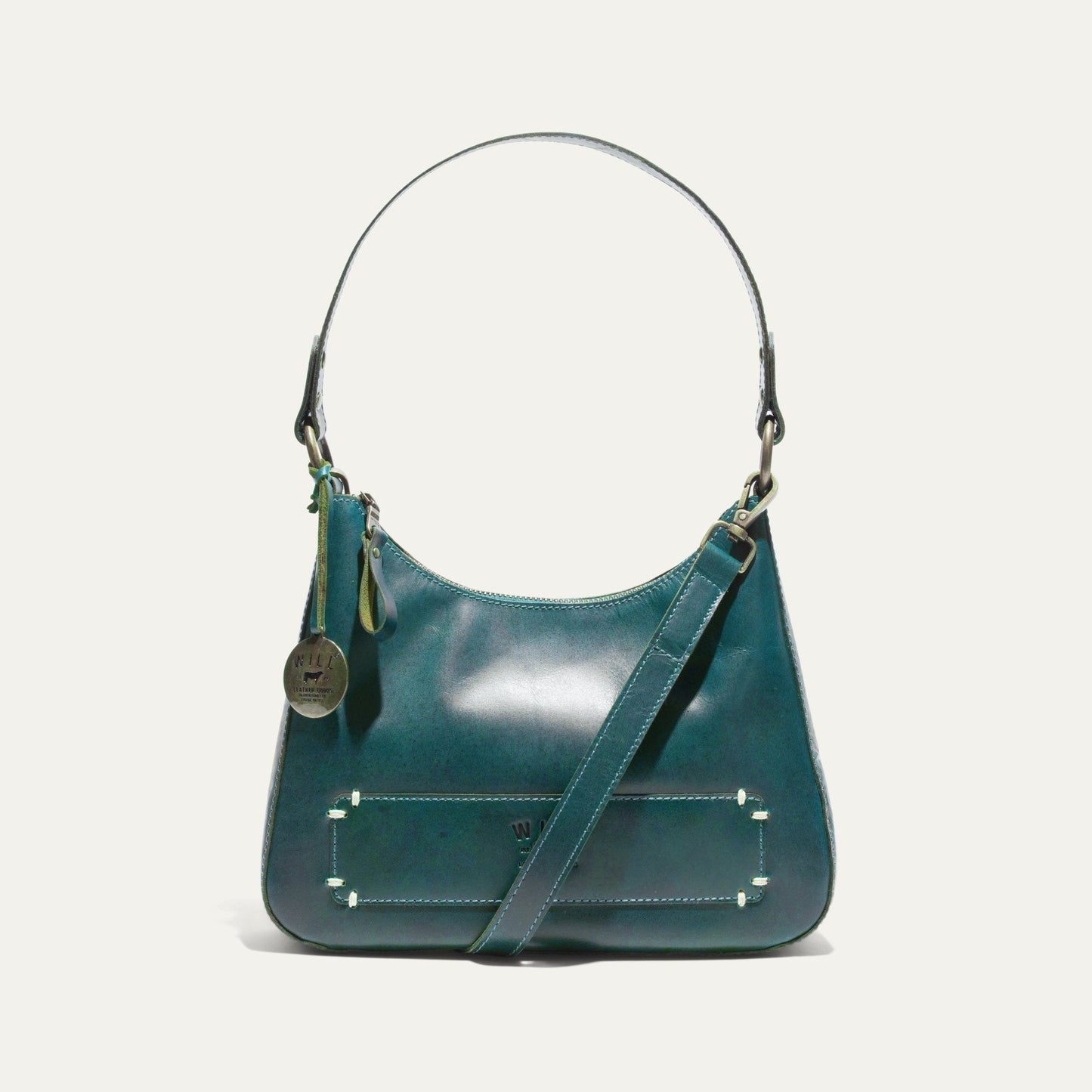 Simple Mini Hobo Shoulder teal leather bag with strap by Will Leather Goods on Tampa Home & Garden Store